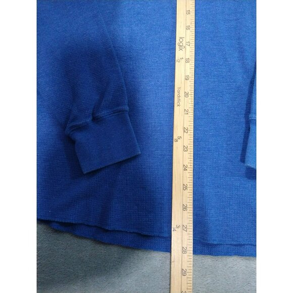 Billabong Shirt Mens Medium Blue Thermal Waffle Knit Logo Graphic Surf Skate - Picture 3 of 6